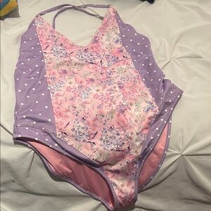 LoveShackFancy Pink and Purple Floral One Piece